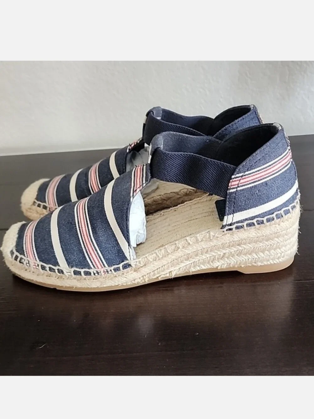 Tory Burch Catalina 3 50mm Espadrille Striped Canvas/Elastic Size 8